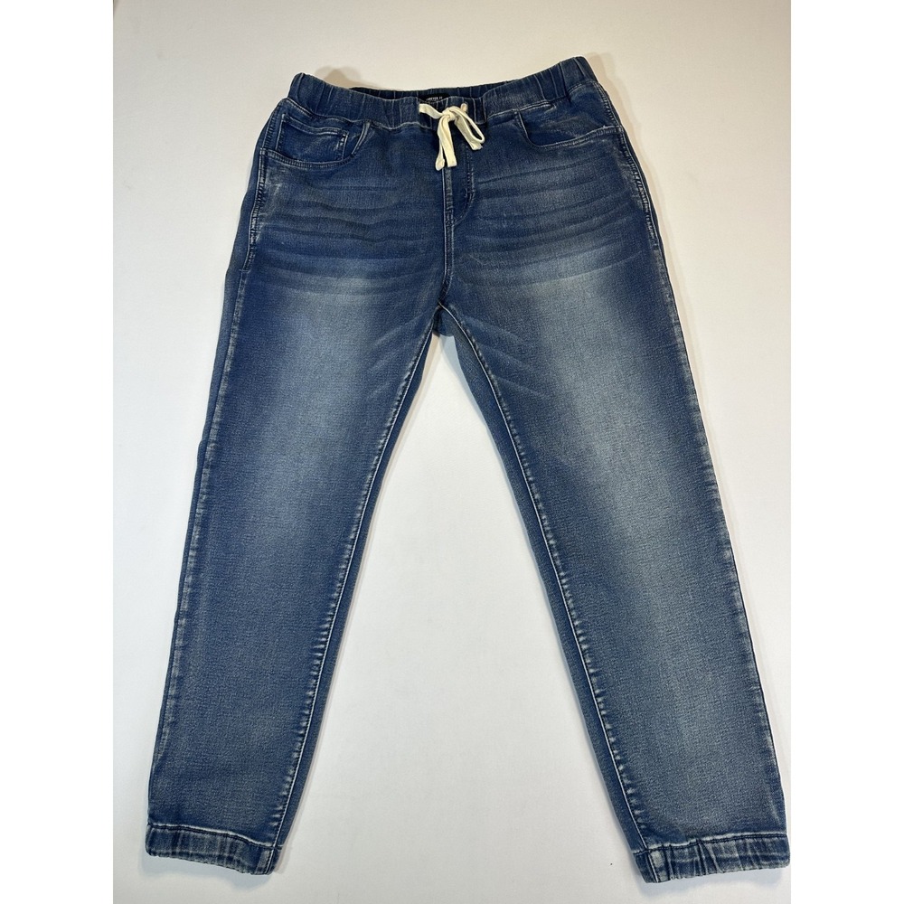 Forever 21 Mens Jogger Jeans 2XL Blue Stretch Denim Elastic Waist Drawstring NWT